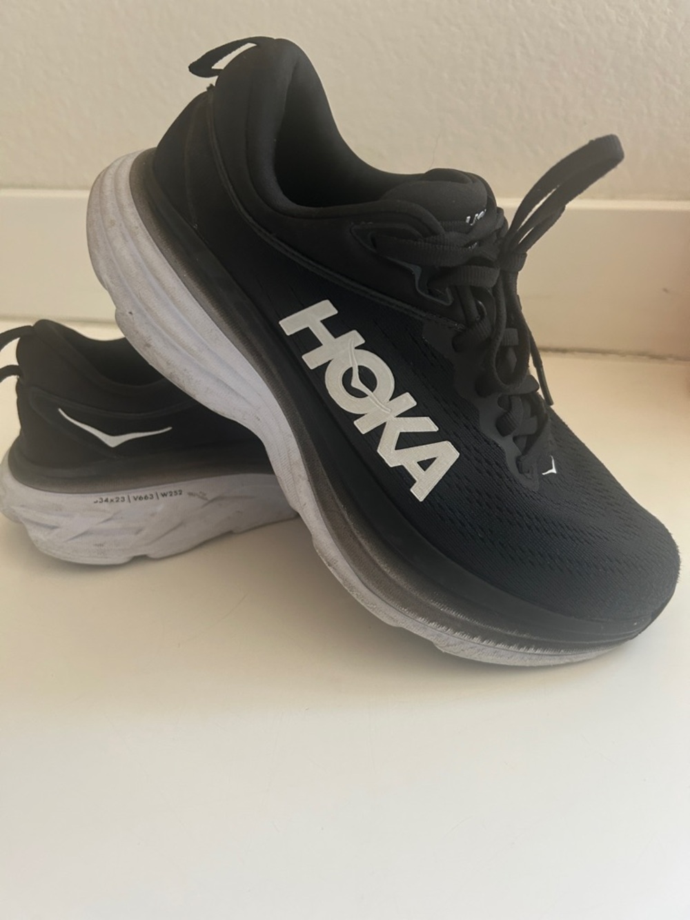 Hoka Black and White Women's Athletic Running Shoes